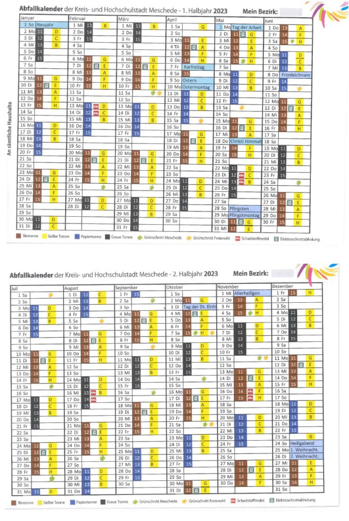 Abfallkalender – Siedlungs- und Baugenossenschaft Meschede
